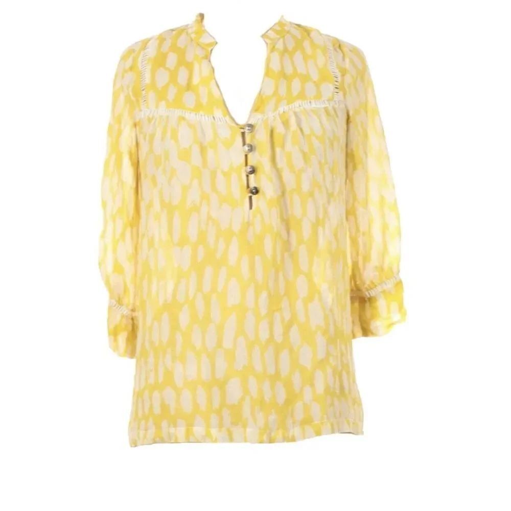 Dolman Anthropologie Yellow Silk Blouse 3/4 Sleeve